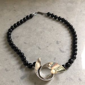 Black onyx and sterling silver necklace